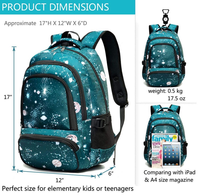 BLUEFAIRY Kids Backpack for Boys Girls Bookbags for Elementary Primary Middle School Bags Book Bags for Teens Adolescentes Back to School Gifts Mochilas Escolares para NiÃƒÂ±as Galaxy Cyan - Image 3